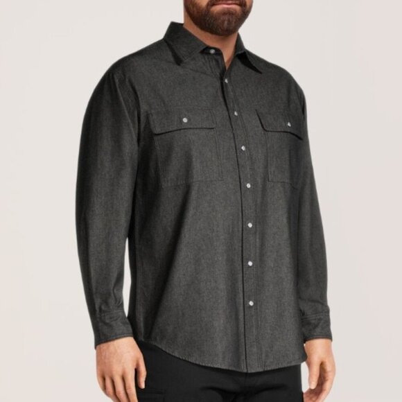 Dakota Men's Size 3XL Black Work Pro Snap Front Cotton Denim Shirt - Picture 1 of 9